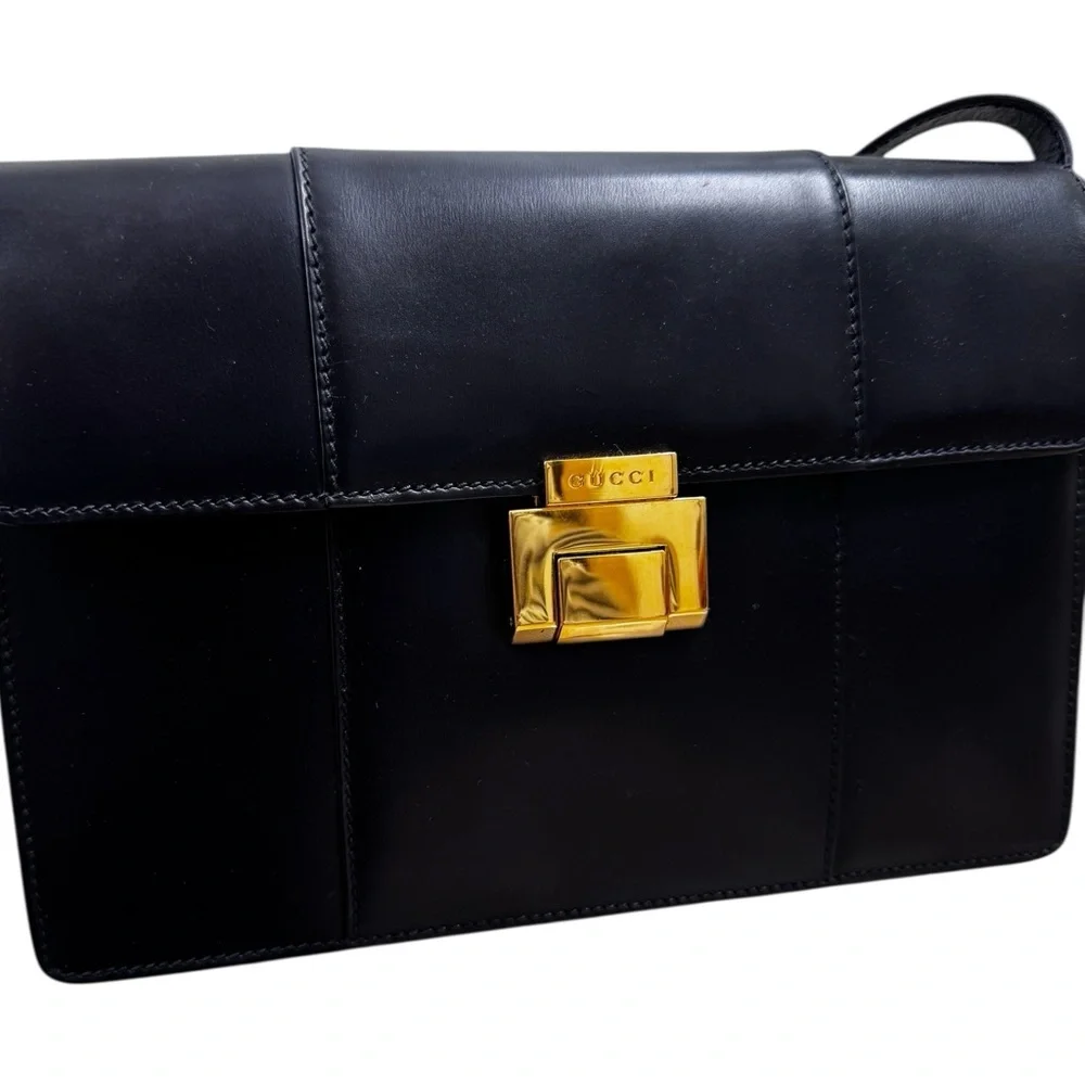 Gucci Vintage Black Leather Clutch/Shoulder Bag - Picture 3 of 17